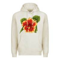 Oatmeal Heather Hawaiian Hibiscus Flower Illustrations Premium Hoodie - LillyAllenDesigns