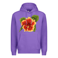 Purple Hawaiian Hibiscus Flower Illustrations Premium Hoodie - LillyAllenDesigns