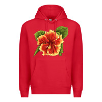 Red Hawaiian Hibiscus Flower Illustrations Premium Hoodie - LillyAllenDesigns