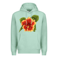 Seafoam Hawaiian Hibiscus Flower Illustrations Premium Hoodie - LillyAllenDesigns