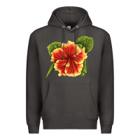 Smoke Hawaiian Hibiscus Flower Illustrations Premium Hoodie - LillyAllenDesigns