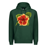 Sports Green Hawaiian Hibiscus Flower Illustrations Premium Hoodie - LillyAllenDesigns