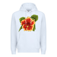 White Hawaiian Hibiscus Flower Illustrations Premium Hoodie - LillyAllenDesigns