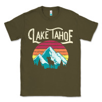 Army Green Vintage Lake Tahoe Mountains Retro T Classic Tee - longCreatives