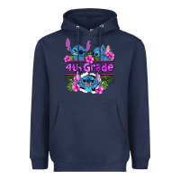 Navy preview flower stitch  4th grade Heavyweight Hoodie - AdoDesignShop