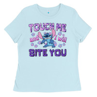 Baby Blue touch me and i will bite you Ladies Tee - texasbilliewilder