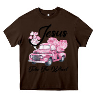 Chocolate Brown Leopard Floral Pink Car Jesus Take The Wheel Heavy Core Tee - Bettercallsaul