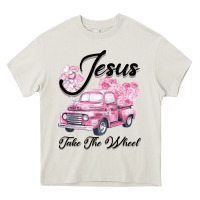 Cream Leopard Floral Pink Car Jesus Take The Wheel Heavy Core Tee - Bettercallsaul