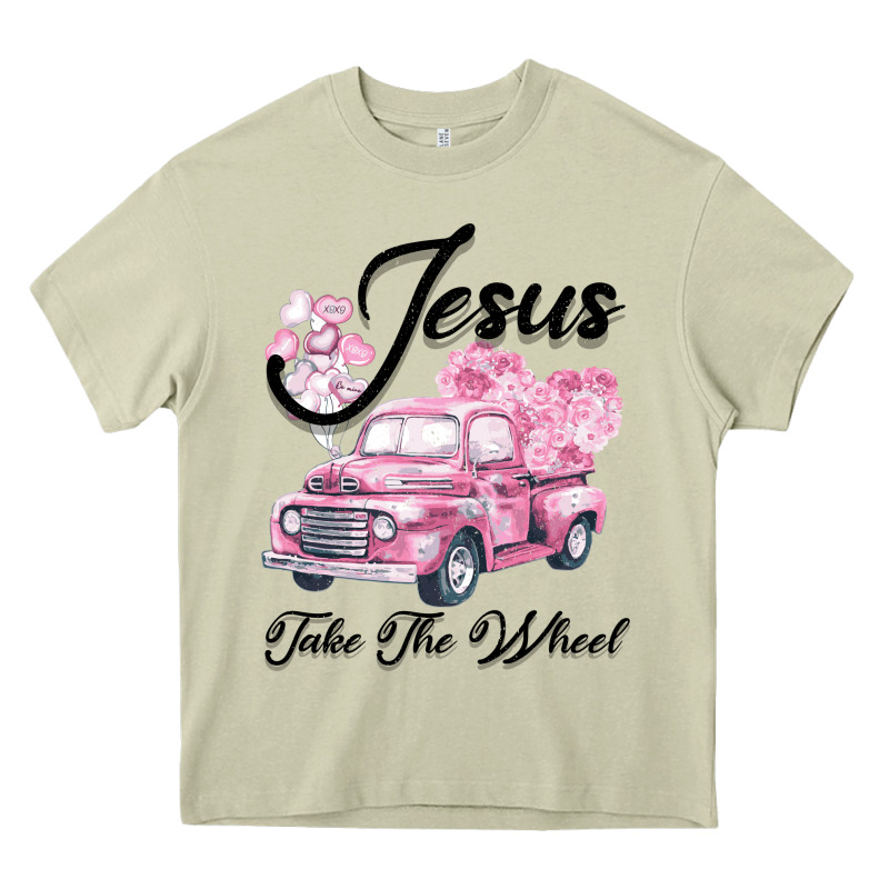 Leopard Floral Pink Car Jesus Take The Wheel Heavy Core Tee by Bettercallsaul | Teevron