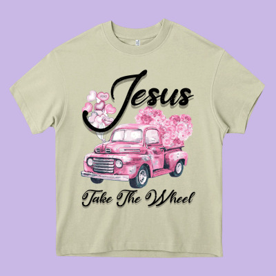 Leopard Floral Pink Car Jesus Take The Wheel Heavy Core Tee Designed By Bettercallsaul