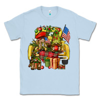 Dusty Blue Christmas army gnomes truck 4th of july Classic Tee - HowdyJamesFarm