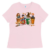 Bubblegum Pink wizards coffee cups Ladies Tee - texasbilliewilder