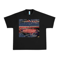 Black American flag stitches Urban Heavy Tee - CowGirlArtShop