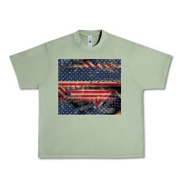 Oil Green American flag stitches Urban Heavy Tee - CowGirlArtShop
