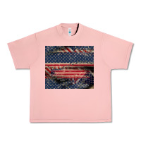 Salmon American flag stitches Urban Heavy Tee - CowGirlArtShop