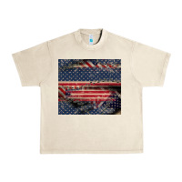 Sandshell American flag stitches Urban Heavy Tee - CowGirlArtShop