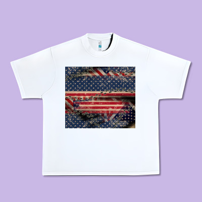 American Flag Stitches Urban Heavy Tee Designed By Cowgirlartshop