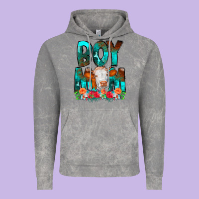 Boy Mom Flowers Cow Vintage Hoodie Designed By Cowcowdesign