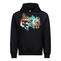 Black cowhide leopard turquoise patch Urban Hoodie - AdoDesignShop