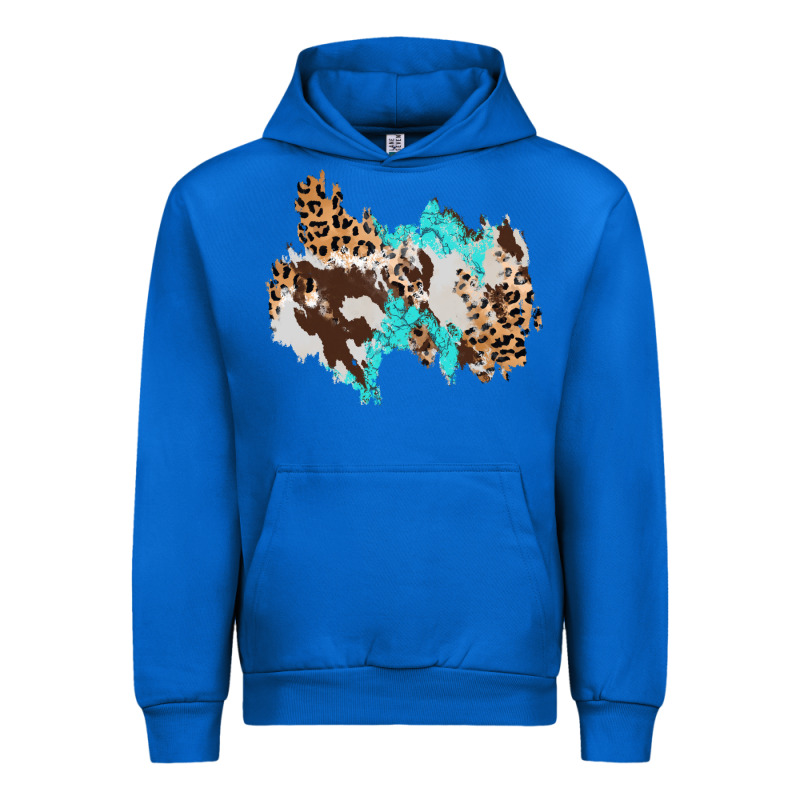 Cowhide Leopard Turquoise Patch Urban Hoodie by AdoDesignShop | Teevron