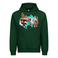 Forest Green cowhide leopard turquoise patch Urban Hoodie - AdoDesignShop