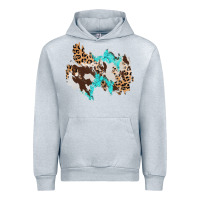 Heather Grey cowhide leopard turquoise patch Urban Hoodie - AdoDesignShop