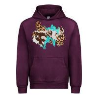 Mauve Wine cowhide leopard turquoise patch Urban Hoodie - AdoDesignShop