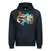 Navy cowhide leopard turquoise patch Urban Hoodie - AdoDesignShop