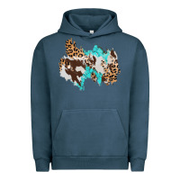 Pigment Midnight Navy cowhide leopard turquoise patch Urban Hoodie - AdoDesignShop