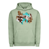 Pigment Oil Green cowhide leopard turquoise patch Urban Hoodie - AdoDesignShop
