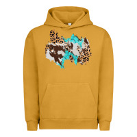 Pigment Peanut Butter cowhide leopard turquoise patch Urban Hoodie - AdoDesignShop