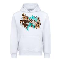 White cowhide leopard turquoise patch Urban Hoodie - AdoDesignShop