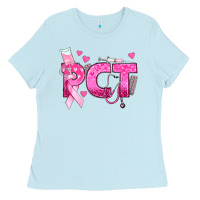 Baby Blue breast cancer pct patient care technician Ladies Tee - texasbilliewilder
