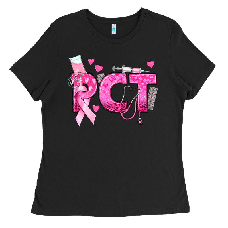 Breast Cancer Pct Patient Care Technician Ladies Tee by texasbilliewilder | Teevron