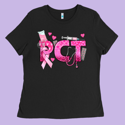 Breast Cancer Pct Patient Care Technician Ladies Tee Designed By Texasbilliewilder