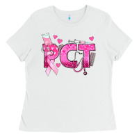 White breast cancer pct patient care technician Ladies Tee - texasbilliewilder