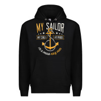 Black Proud Navy Mother for Moms of Sailors Proud Mom Navy Family Premium Hoodie - longCreatives