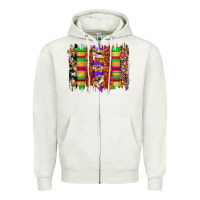 Oatmeal Heather mardi gras cake fleur de lis crawfish brushstrokes Zipper Hoodie - Artiststas