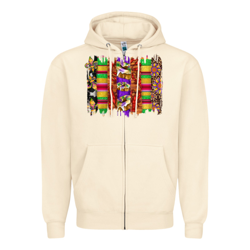 Mardi Gras Cake Fleur De Lis Crawfish Brushstrokes Zipper Hoodie by Artiststas | Teevron