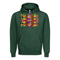 Sports Green mardi gras cake fleur de lis crawfish brushstrokes Zipper Hoodie - Artiststas