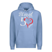 Colony Blue Vintage 50th Birthday Blessed By God For 50 Years Birthday Premium Hoodie - longCreatives