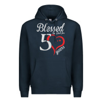 Navy Vintage 50th Birthday Blessed By God For 50 Years Birthday Premium Hoodie - longCreatives