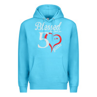 Ocean Blue Vintage 50th Birthday Blessed By God For 50 Years Birthday Premium Hoodie - longCreatives