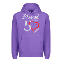 Purple Vintage 50th Birthday Blessed By God For 50 Years Birthday Premium Hoodie - longCreatives