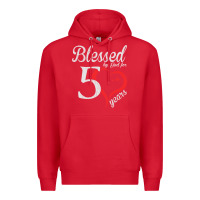 Red Vintage 50th Birthday Blessed By God For 50 Years Birthday Premium Hoodie - longCreatives