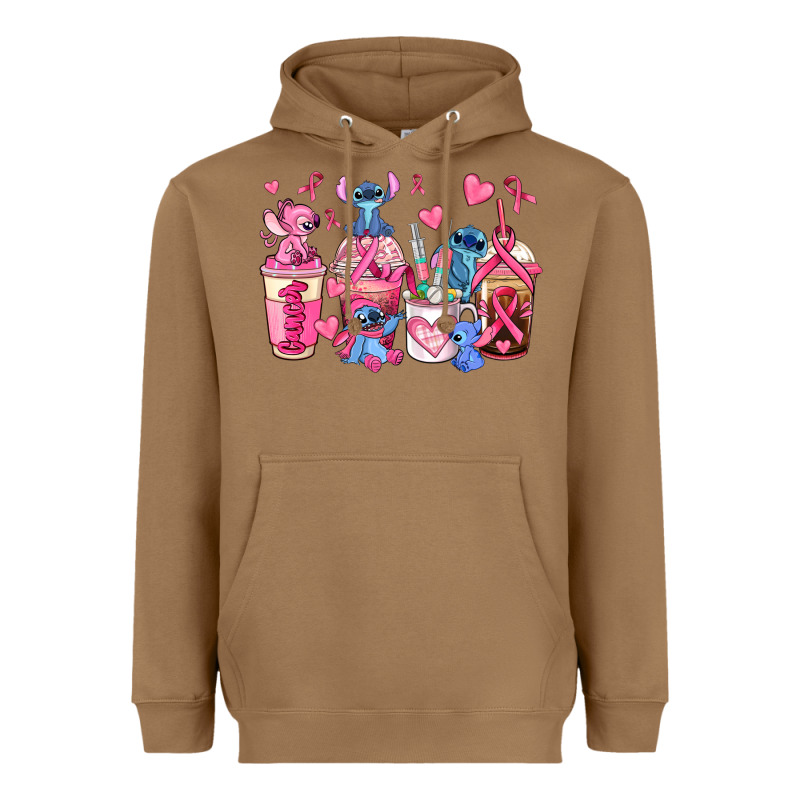 Breast Cancer Stitch Coffee Cups Heavyweight Hoodie by AdoDesignShop | Teevron
