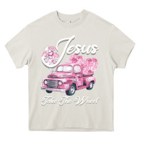 Cream Leopard Floral Pink Car Jesus Take The Wheel Heavy Core Tee - Bettercallsaul