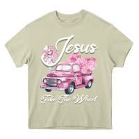 Mossy Leopard Floral Pink Car Jesus Take The Wheel Heavy Core Tee - Bettercallsaul
