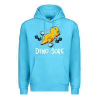 Ocean Blue Dino Sore Funny Dinosaur Workout Gym Fitness Lifting Premium Hoodie - longCreatives