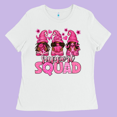 Breast Cancer Afro Gnomies Support Squad Ladies Tee Designed By Texasbilliewilder